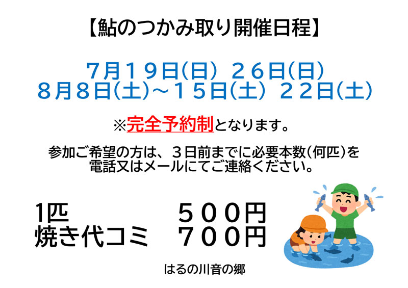 鮎のつかみ取り